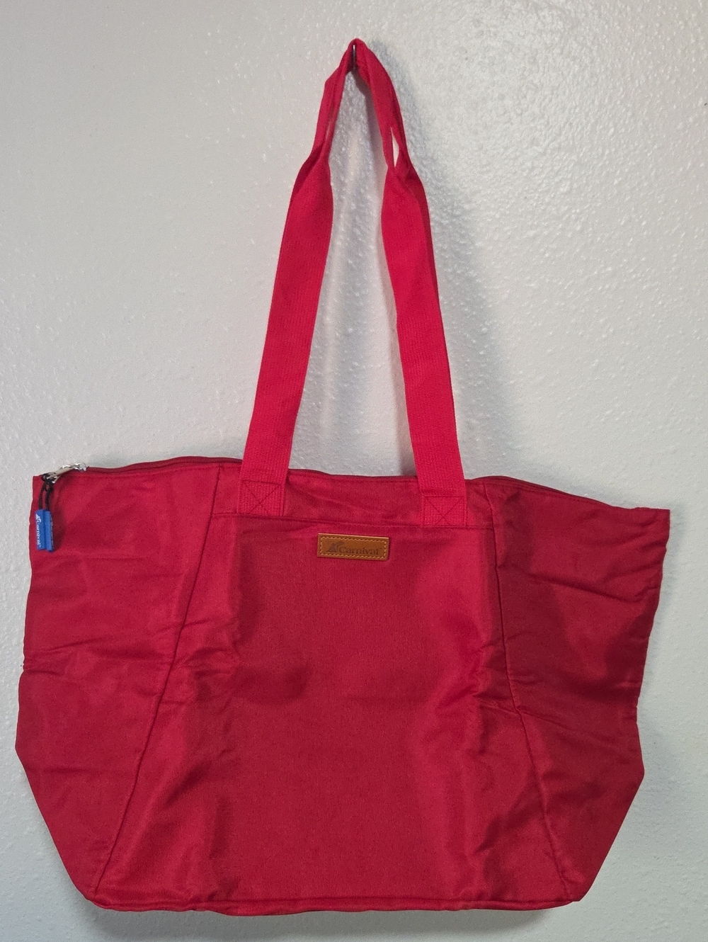 Let's Cruise! Carnival Red Tote Bag with Detachable Storage Pouch Packable NWOT